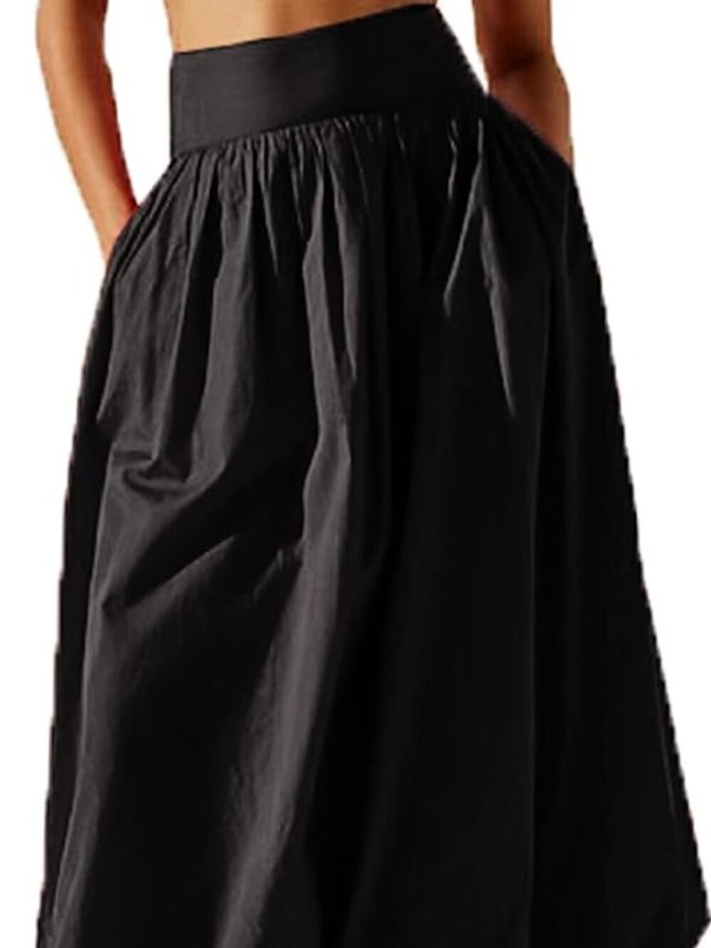 Amazon Women Y2k Bubble Maxi Skirt Elastic Low Waist Casual